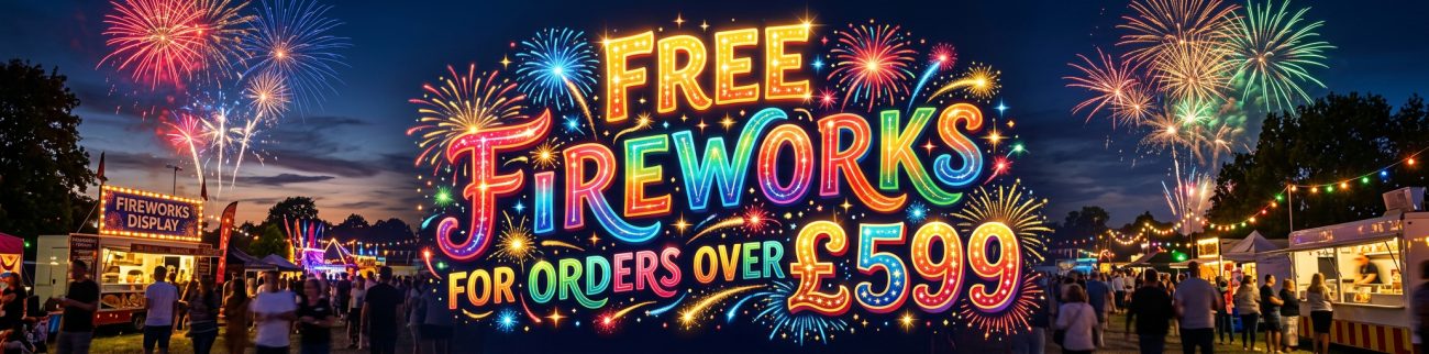 Free fireworks with orders over £599 from Showtime Fireworks UK including premium fireworks, rockets, barrages and display packages.